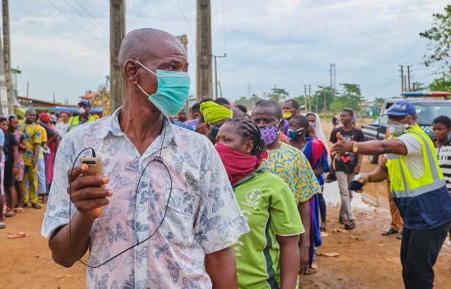 People practicing social distancing in Nigeria