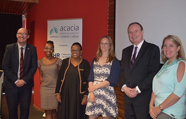 From Left to Right: Ben Llewellyn-Jones, Dr Reratilwe Mphahlele, Prof Refiloe Masekela, Dr Gioia Mosler, Prof Jonathan Grigg, Lindsay Zurba