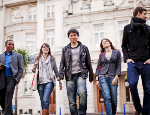 Postgraduate students outside Queen Mary University of London. Credit: Queen Mary