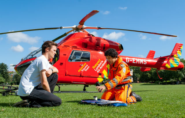 Hal (left) and Samy (right) demonstrating the REBOA kit. Credit: Hal Dubuisson