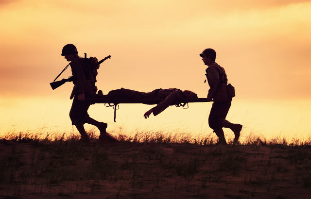 Injured soldier being evacuated
