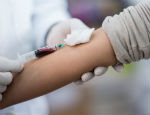 A patient having a blood test