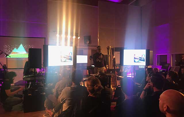 Professor Mark Sandler speaking at the event