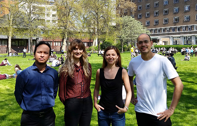 Left to right: Dr Dayem Ullah, Dr Kit Curtius, Dr Gill Harper, Dr Adriano Barbosa