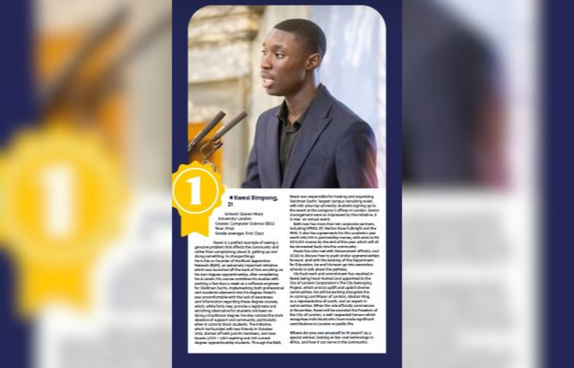 Kwesi Daniel Bimpong shows Powerlist citation