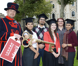 Zafar Khurshid (centre) and other London Ambassadors being handed their 'key to the city'