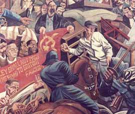 The Battle of Cable Street mural by artist Dave Binnington