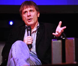 Bruce Dickinson talks at the Innovation Forum