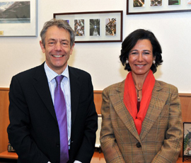 Queen Mary Principal Professor Simon Gaskell and Ana Botin, Santander CEO
