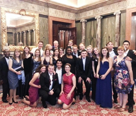 Griffin students with Dr Veronica White (centre) and Dr Gbenga Akinkugbe, Griffin Community Trust vice chairman (far left)