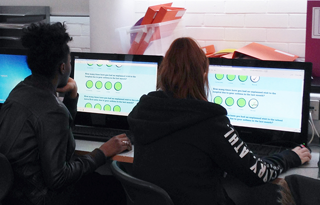 Schoolchildren taking online asthma survey