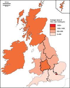 Average value of War Loan holdings by region