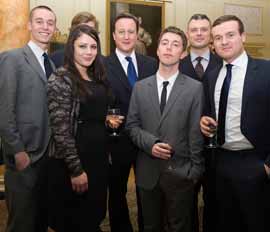 © Number10 (L-R: Ben Draper, Michelle Clement, Jon Boulton, Prime Minister, Jak Brown, Dr Jon Davis, James Jinks)