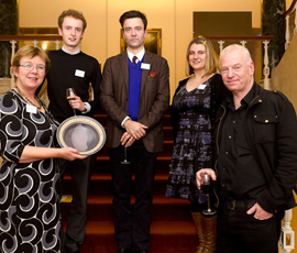 The winners: (l-r) Sally Salvesen, Frederick Smith, History Today editor Paul Lay, Pauline Hubner, Bill Schwarz. Photo © History Today
