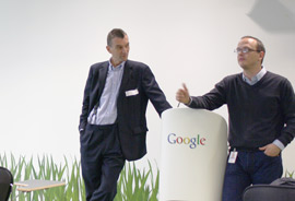 Lto R: Independent on Sunday's John Rentoul and DJ Collins, Head of Communications at Google UK