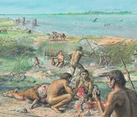 Happisburgh artists impression - copyright Natural History Museum/John Sibbick