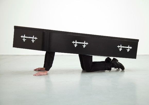 The Last Breath Society (Coughing Coffin) performed at the Institute of Contemporary Arts, London, August 2021, image by Holly Revell.