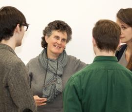 Publisher Jenny Swann and QM students