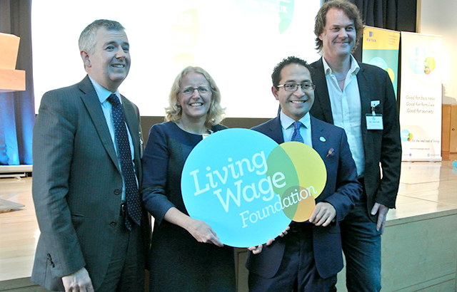Professor Jane Wills (second from left) with other Living Wage Champions