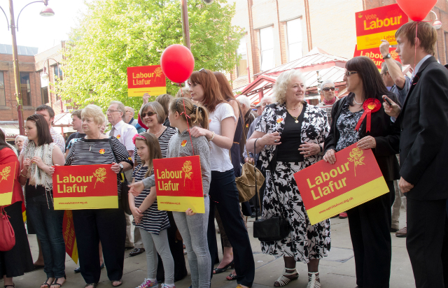 Large group of Labour Party supporters at an election rally.Credit: tirc83/ IStockphoto.com