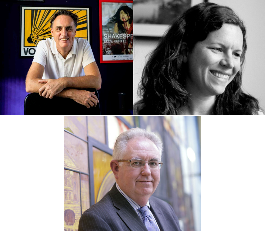 Headshots of Paul Heritage, Andrea Brady and Mark Caulfield