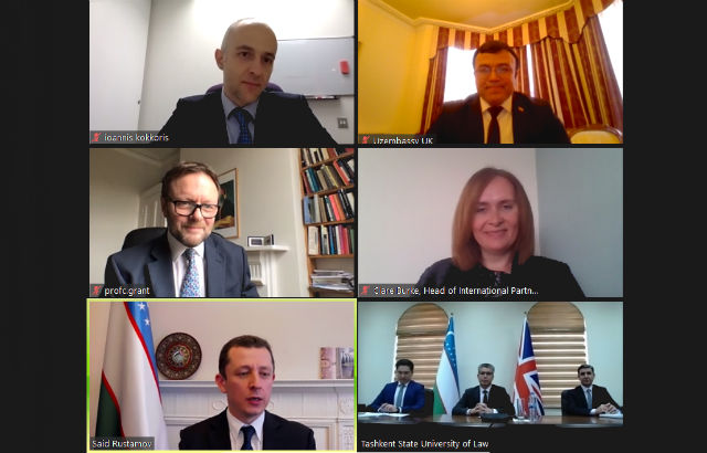 Participants in the signing ceremony between Queen Mary and Tashkent State University of Law.
