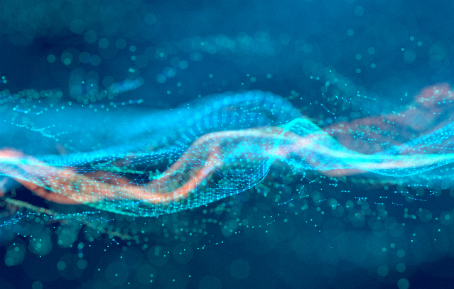 Waves of connected particles. Credit: piranka/iStock.com