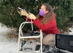 Elizabeth Clare samples air to collect airborne DNA. Credit: Elizabeth Clare