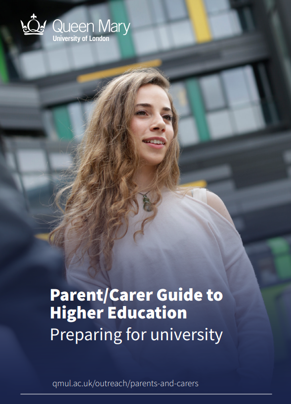 student standing in front of maths building with text overlayed for parents/carers guide 2025