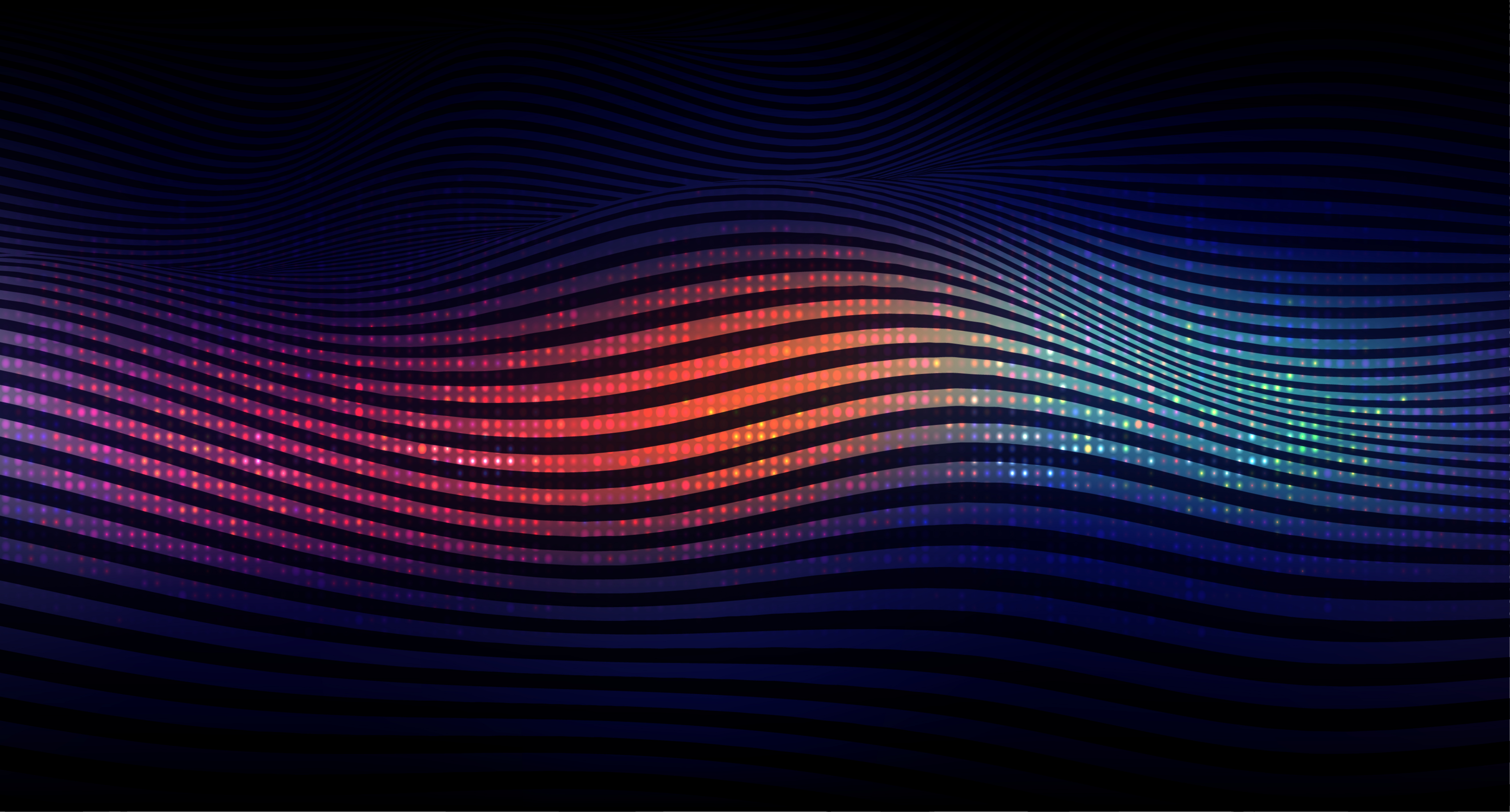 An abstract gradient of colours from red to blue undulate