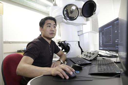 Man using new lab equipment