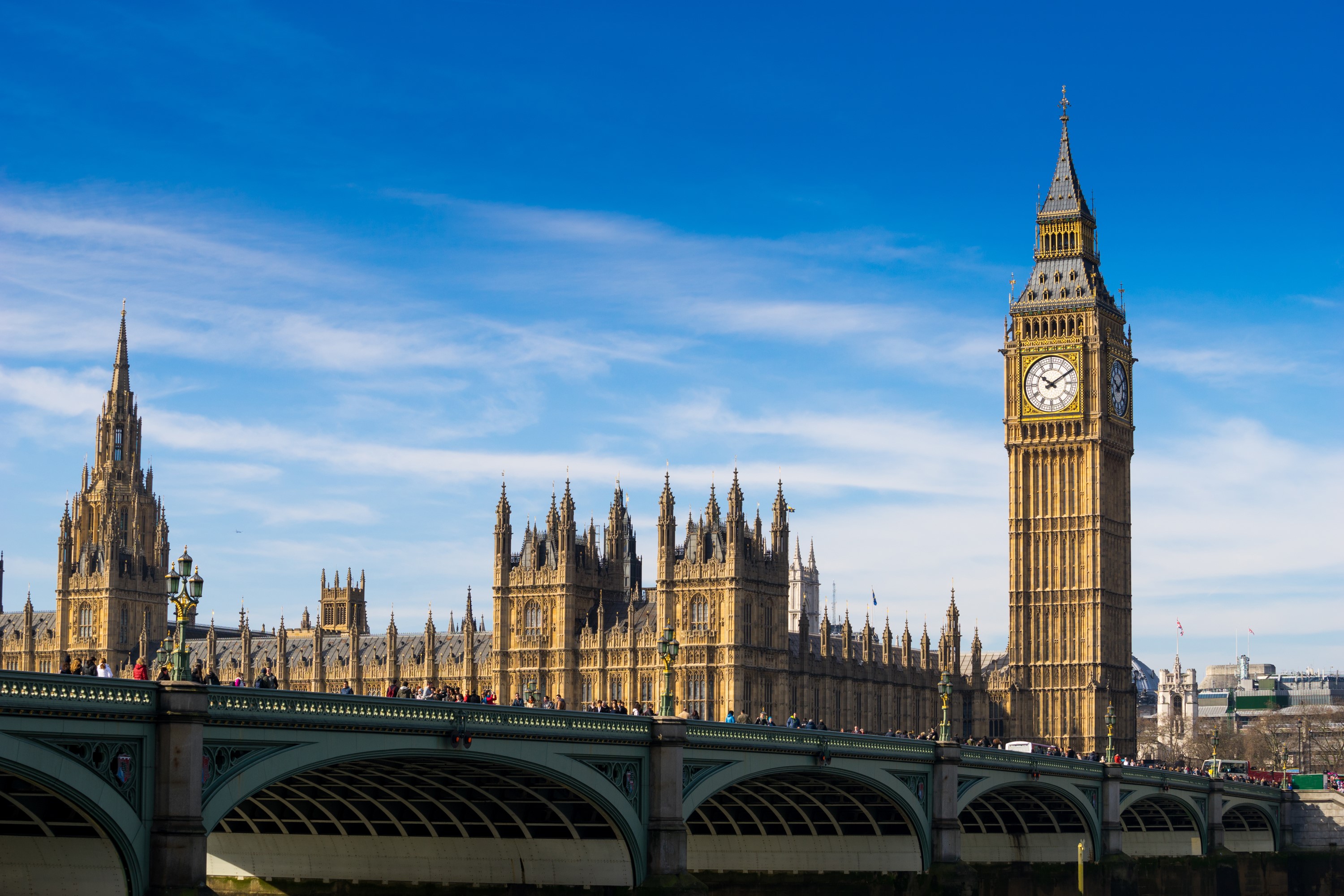 A photo of the Houses of Parliament in Westminster, London, UK.