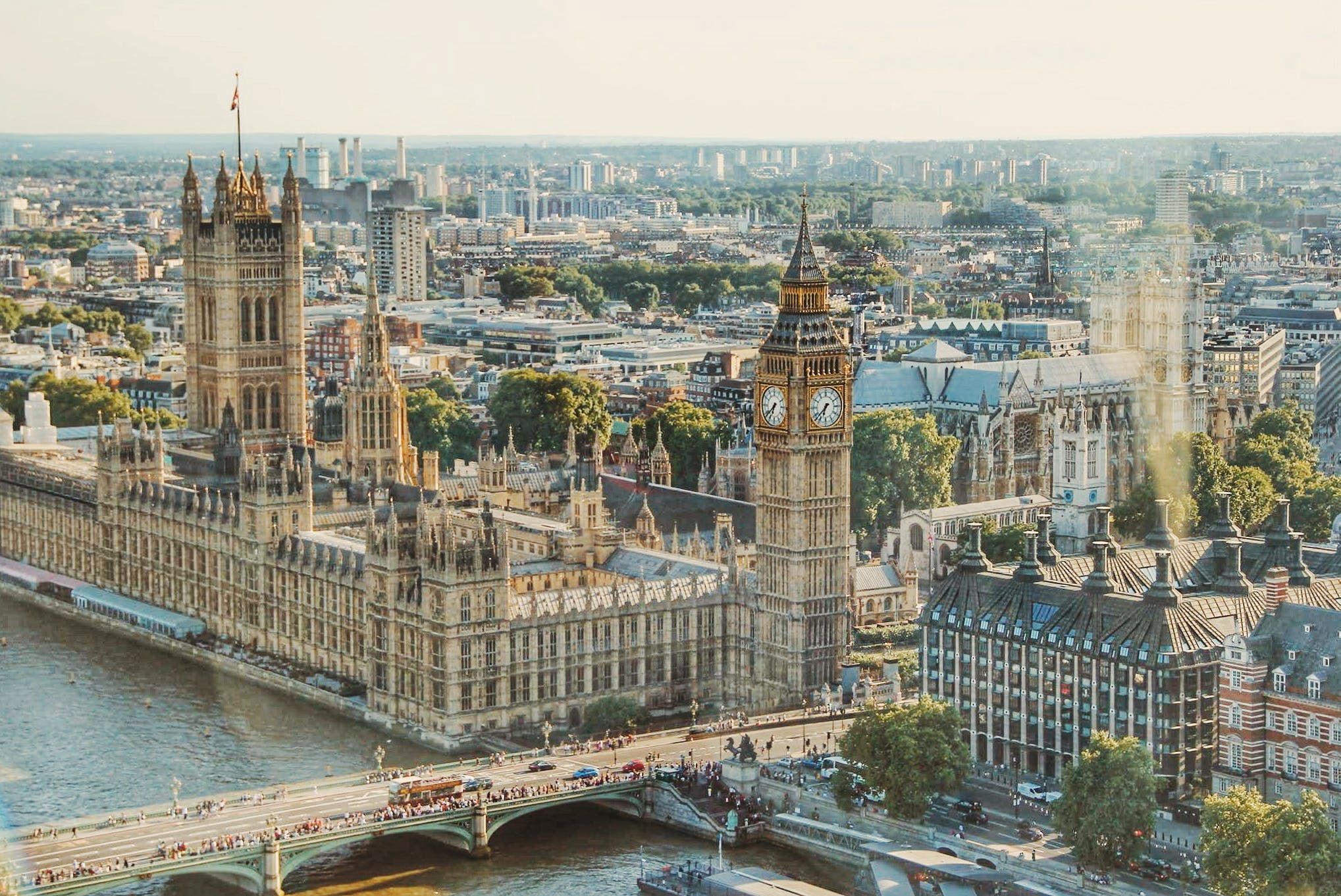 A photo of the Houses of Parliament in Westminster, London, UK.