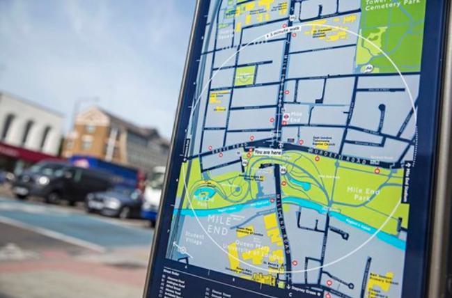 Transport for London map showing Mile End and the area around Queen Mary University of London
