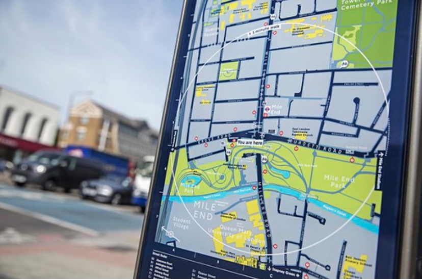 Transport for London map showing Mile End and the area around Queen Mary University of London