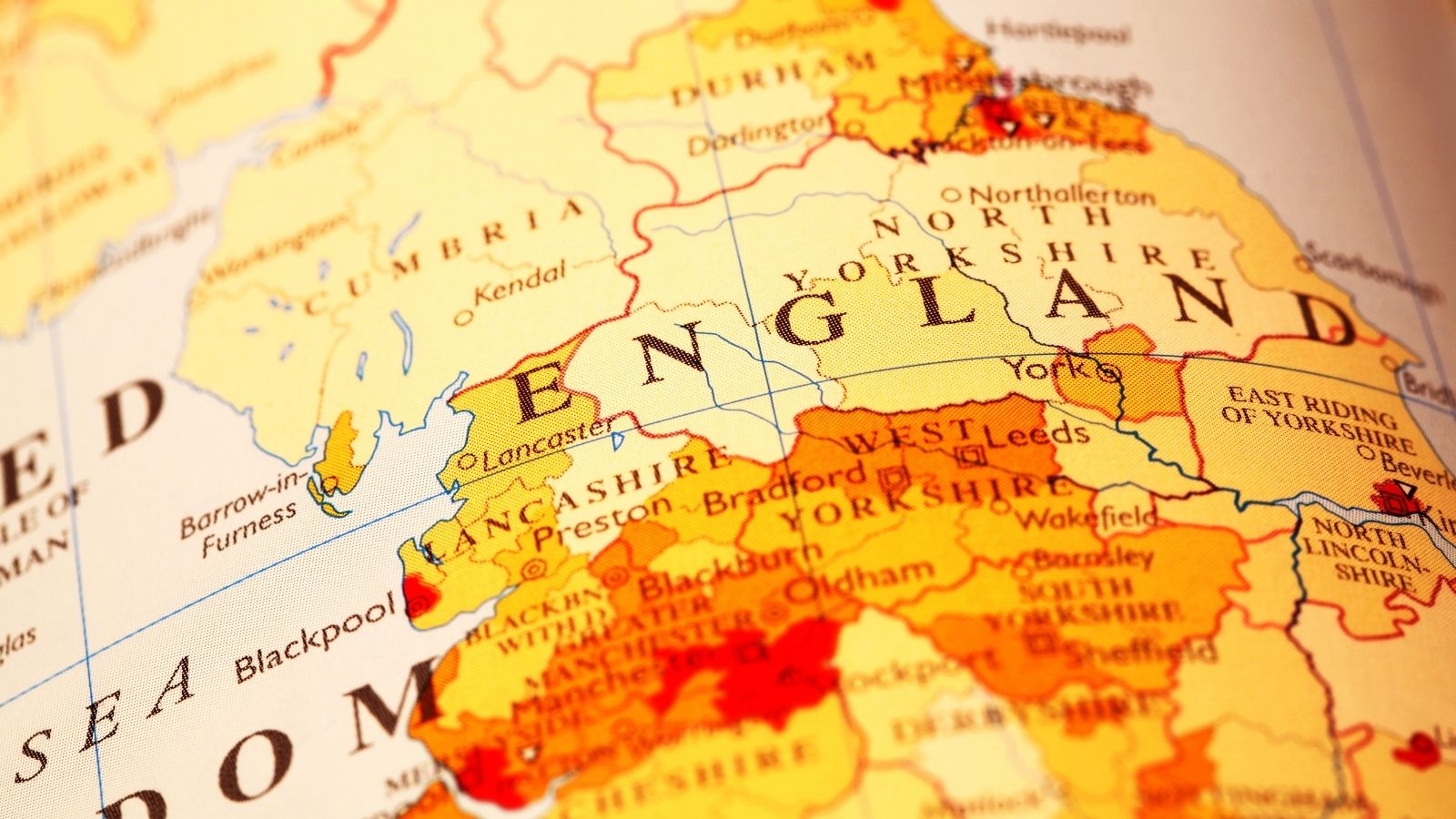 Sepia-coloured Map of England