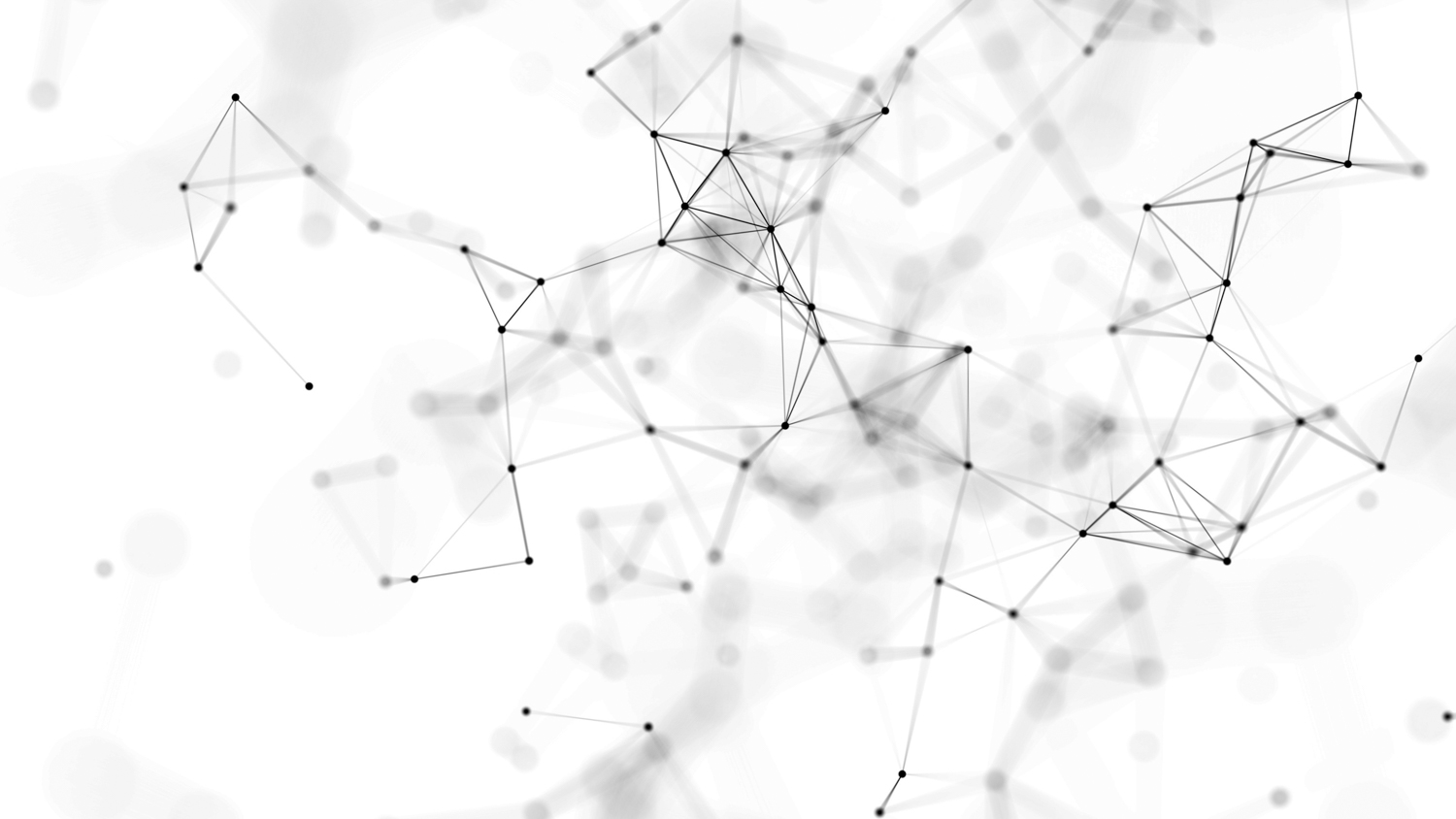 A black and white image of a network of nodes connected by lines