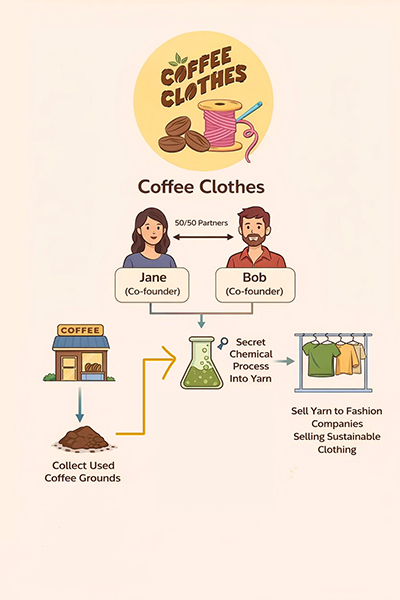 An infographic visualising the Coffee Clothes business described on this page,