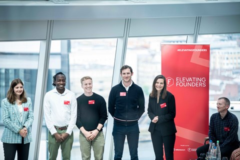The finalists of the Elevating Founders Pitch competition standing together