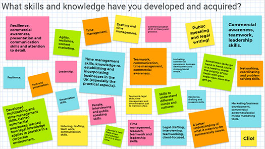 Image of lots of qLegal students comments on the skills they developed at qLegal