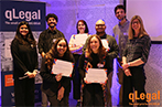 Students from the qLegal Legal Design module holding certificates of achievement.