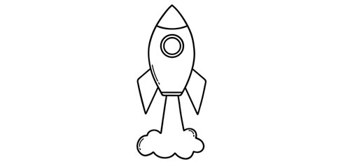 An illustration of a space rocket taking off