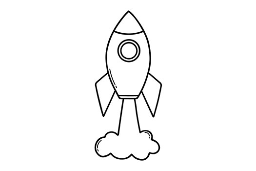 An illustration of a space rocket taking off
