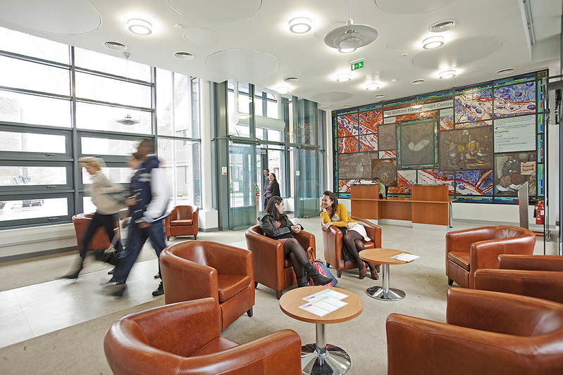 Communal space with arm chairs