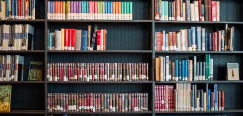 Shelves of books in a library