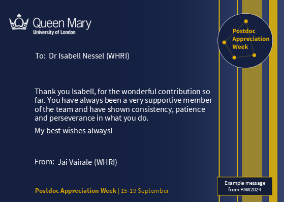 An A6 postcard sized printed version will be sent to the postdoc you nominate.