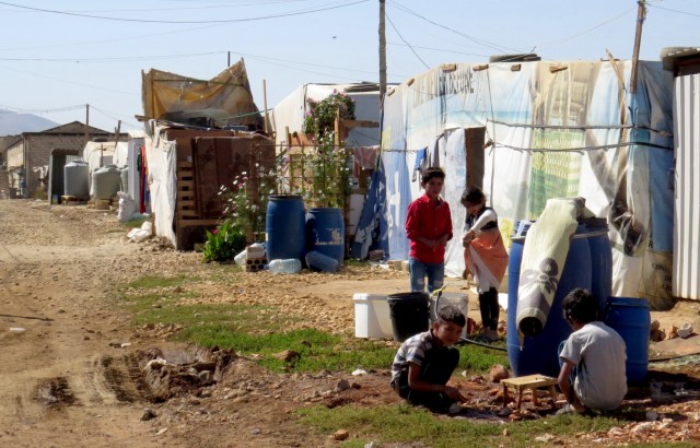 Children in a refugee camp