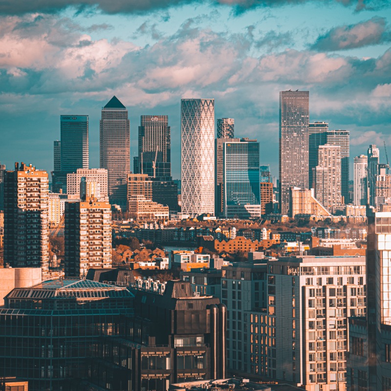 The London Skyline, clouds in the background