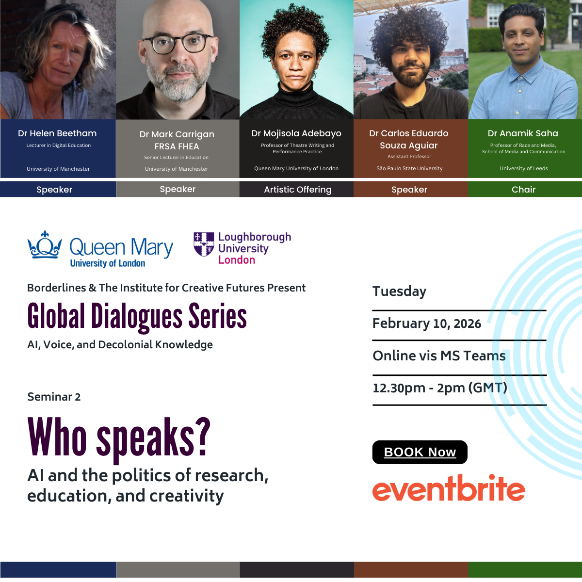 Global Dialogue Seminar Series, Seminar 2: Who speaks? AI and the politics of research, education, and creativity