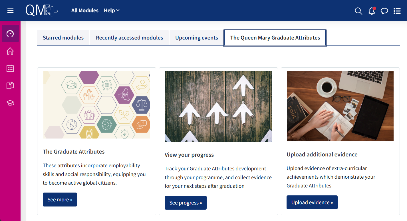 Developing the graduate attributes dashboard for students on QMplus